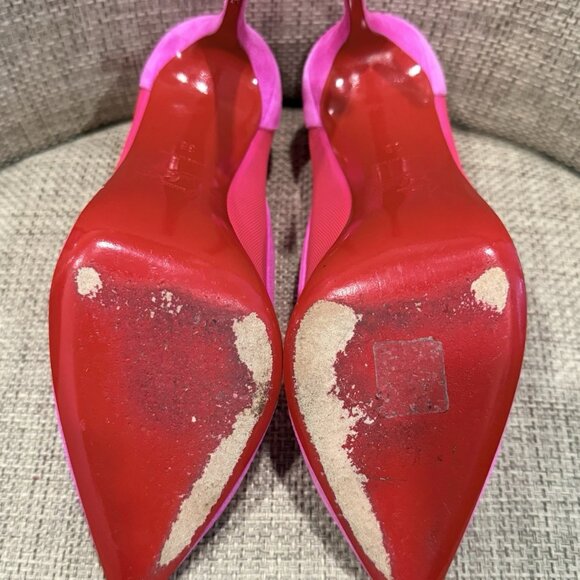 Christian Louboutin Galativi Pointed Toe Pumps Hot Pink Suede & Mesh - Picture 15 of 15